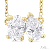 1 ctw Toi Et Moi Oval and Pear Cut Diamond Necklace in 14K Yellow Gold